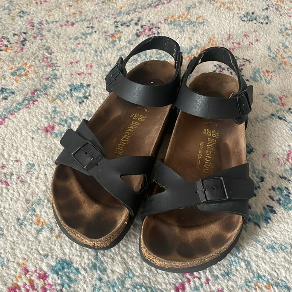 Birkenstock black leather sandals - size 38 / US 8